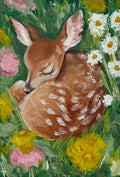 hand-painted sleeping fawn original fine art print bytalazen